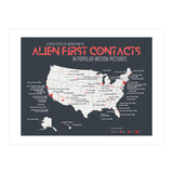 USA Map of Alien First Contacts in Movies (Print Only) thumbnail