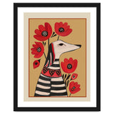 Striped Dog With Poppies thumbnail