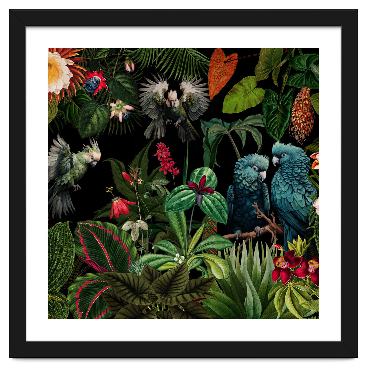 Jungle fashion Bird Tropical Botanical Painting (Ultra-High Resolution) printed on Modern Acrylic