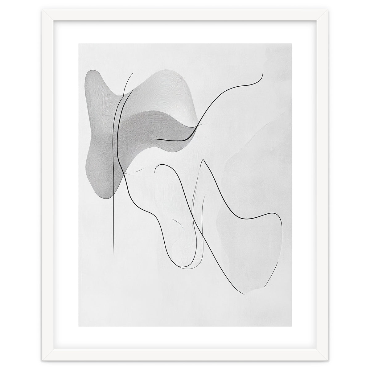 Abstract Black And White Flowing Lines And Shapes