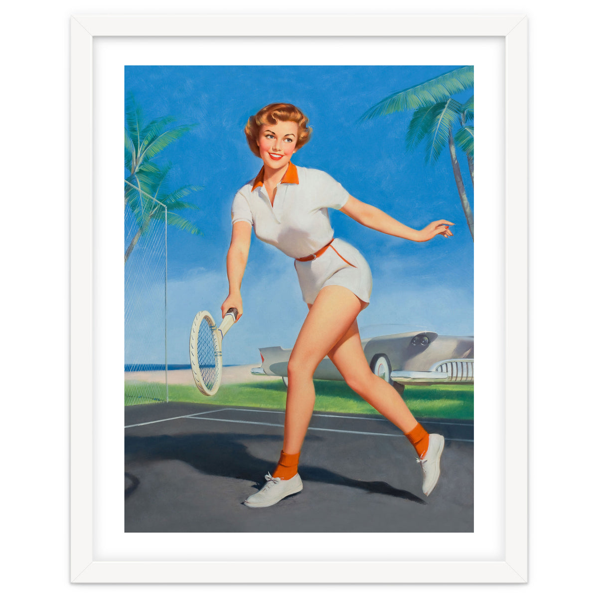 Pinup Girl On The Tennis Course