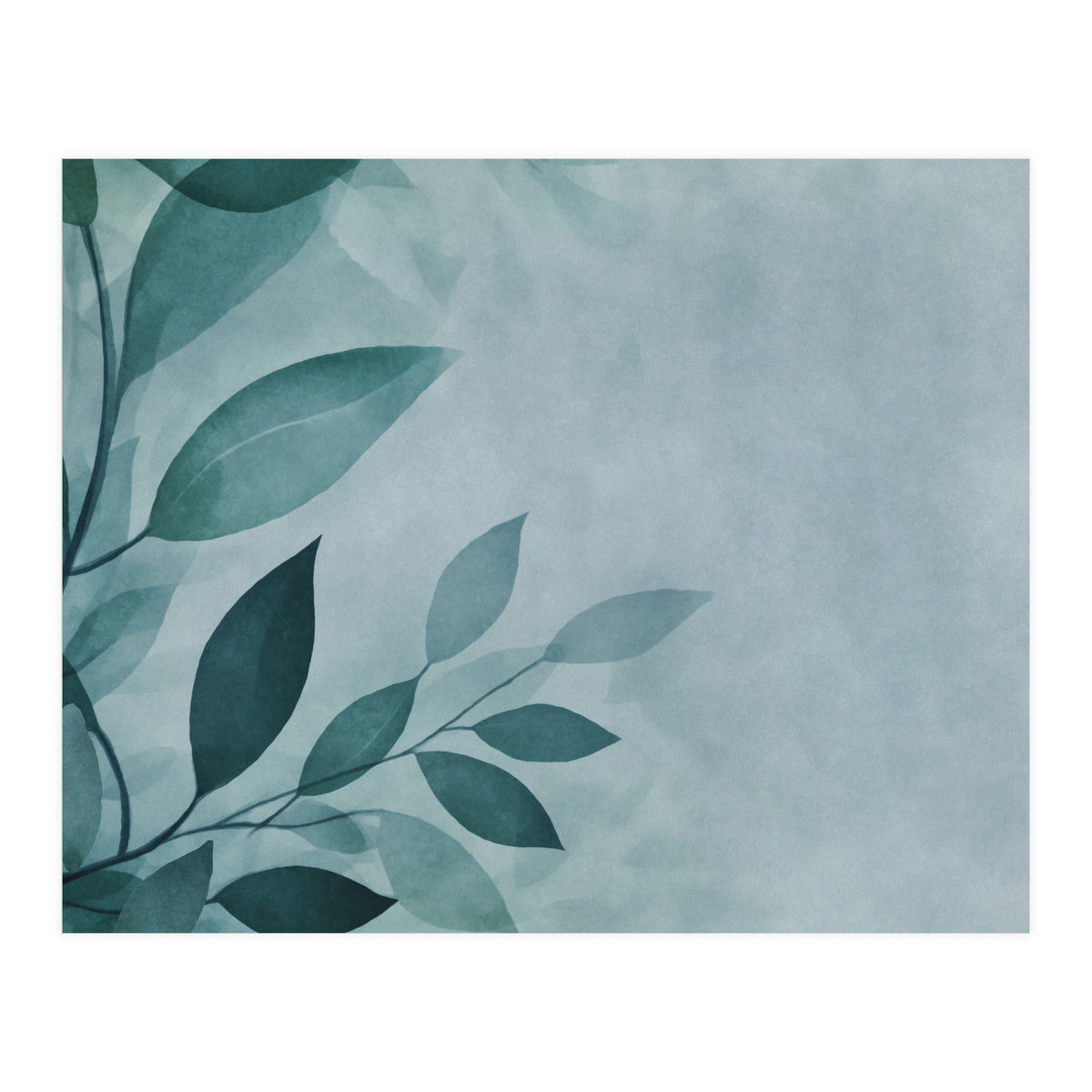 Gentle Leaf Whispers Teal (Print Only)