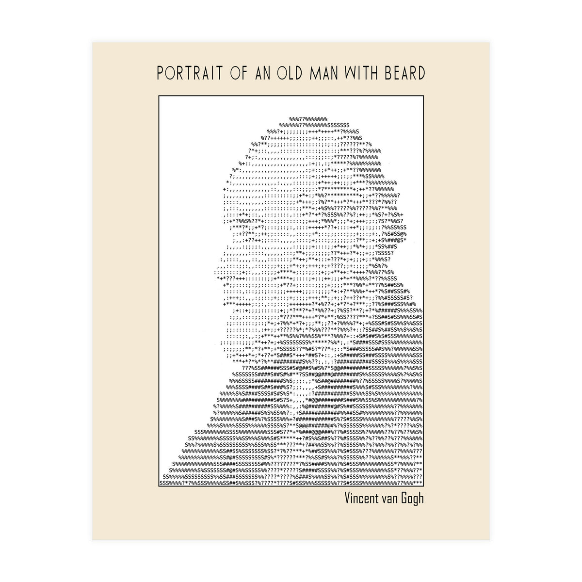 Portrait Of An Old Man With Beard – Ascii Art (vincent Van Gogh) (Print Only)