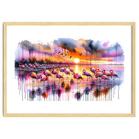 Flamingo Sunset On The Coast