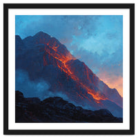 Dramatic Mountain Summit with Fiery Sunset Alpenglow