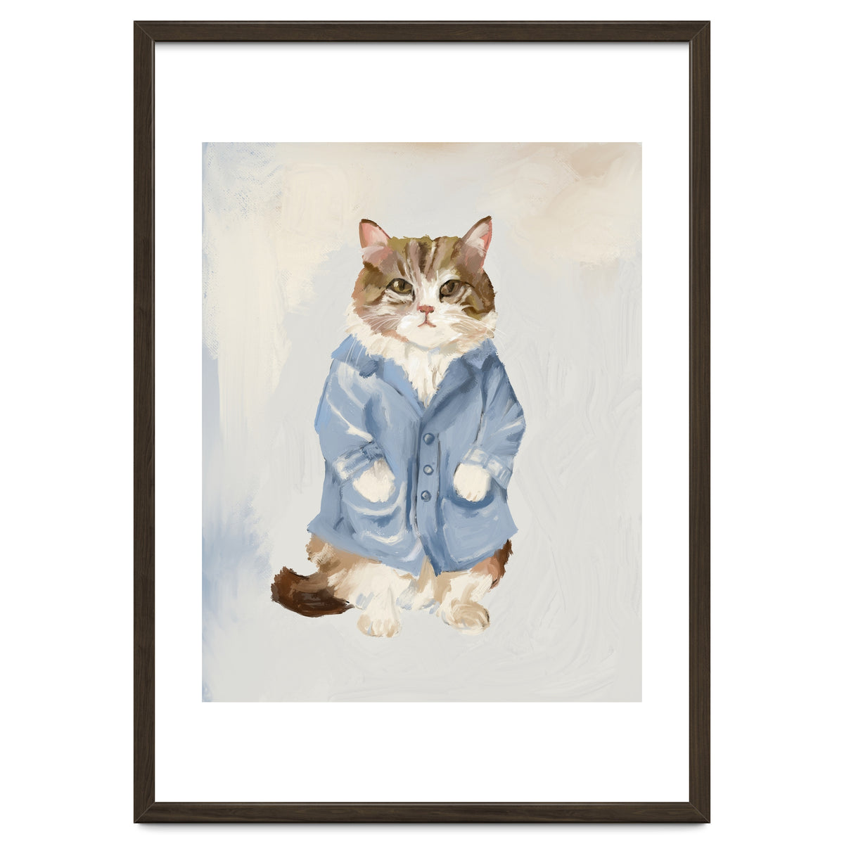 Sir James fluffy Tom cat in his blue pajamas oils