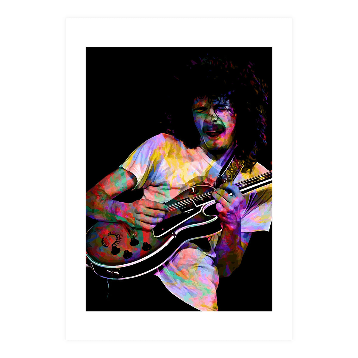 Carlos Santana . American Rock Guitarist Legend Colorful (Print Only)