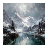 Majestic Snow-Capped Alpine Peaks Reflecting (Print Only) thumbnail