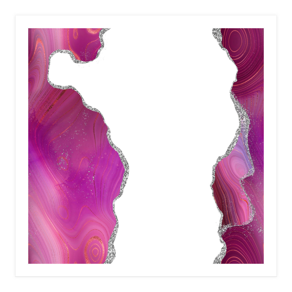 Magenta & Silver Agate Texture 06  (Print Only)