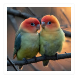 Two Lovebirds Perched On A Branch At Sunset (Print Only) thumbnail