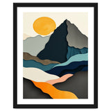 Minimalist Layered Mountain Landscape with Golden Sun thumbnail