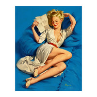 Pinup Sexy Girl Reading A Love Letter (Print Only)
