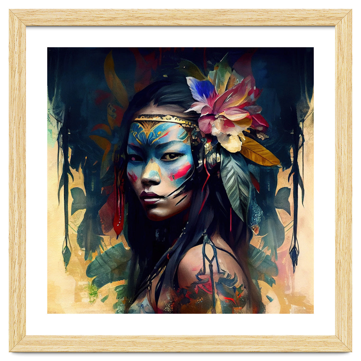 Floral Native Asian Warrior Portrait