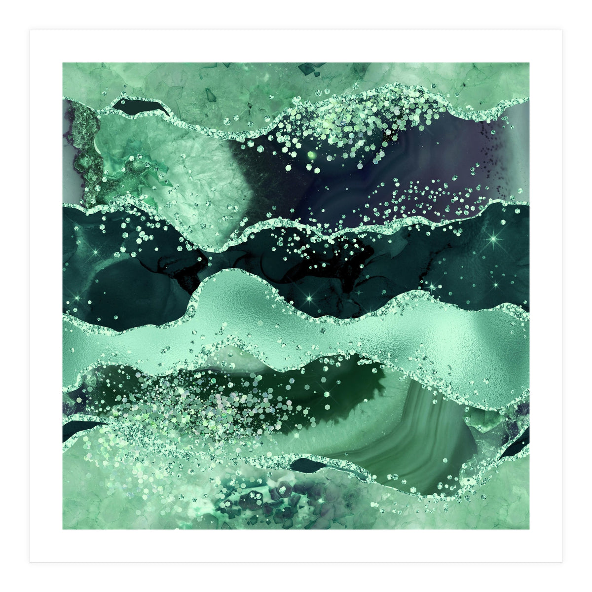 Emerald Glitter Agate Texture 06  (Print Only)