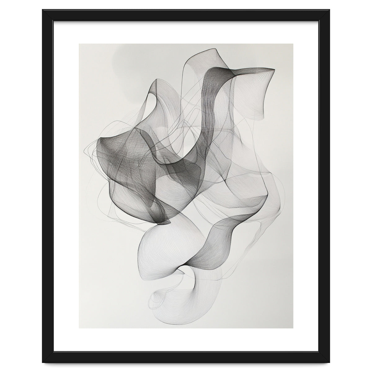 Abstract Black And White Swirling Lines Art