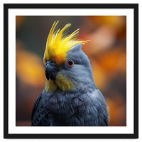 Close-up Portrait of a Yellow Cockatoo in the Wild.