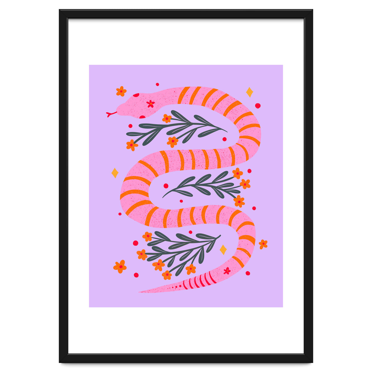 Modern snake - pink and orange