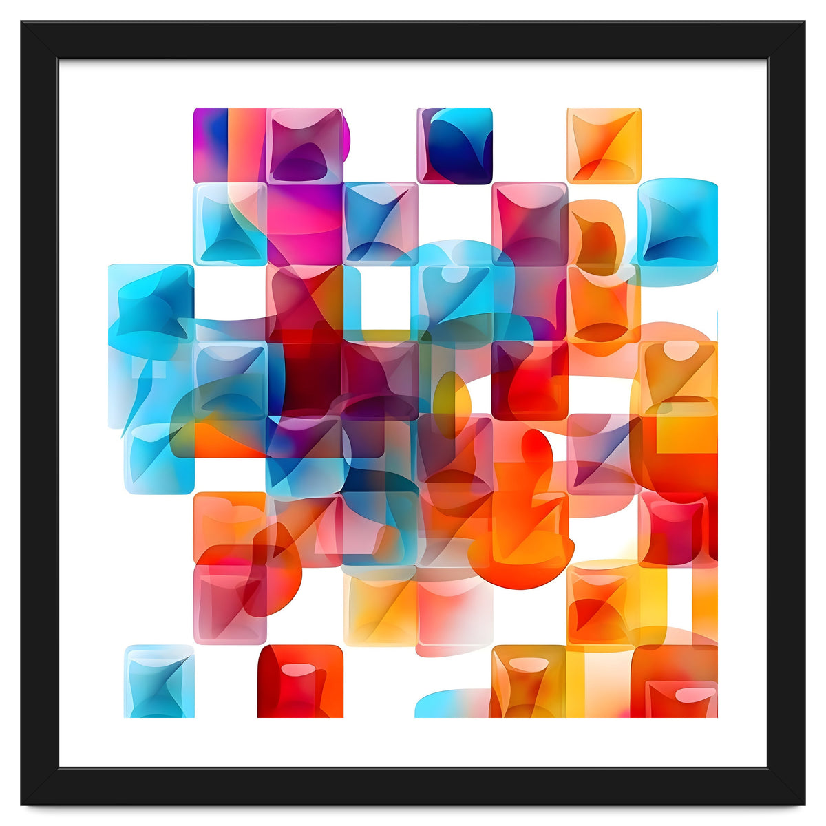 JELL, Multi-colored squares against a white backdrop.