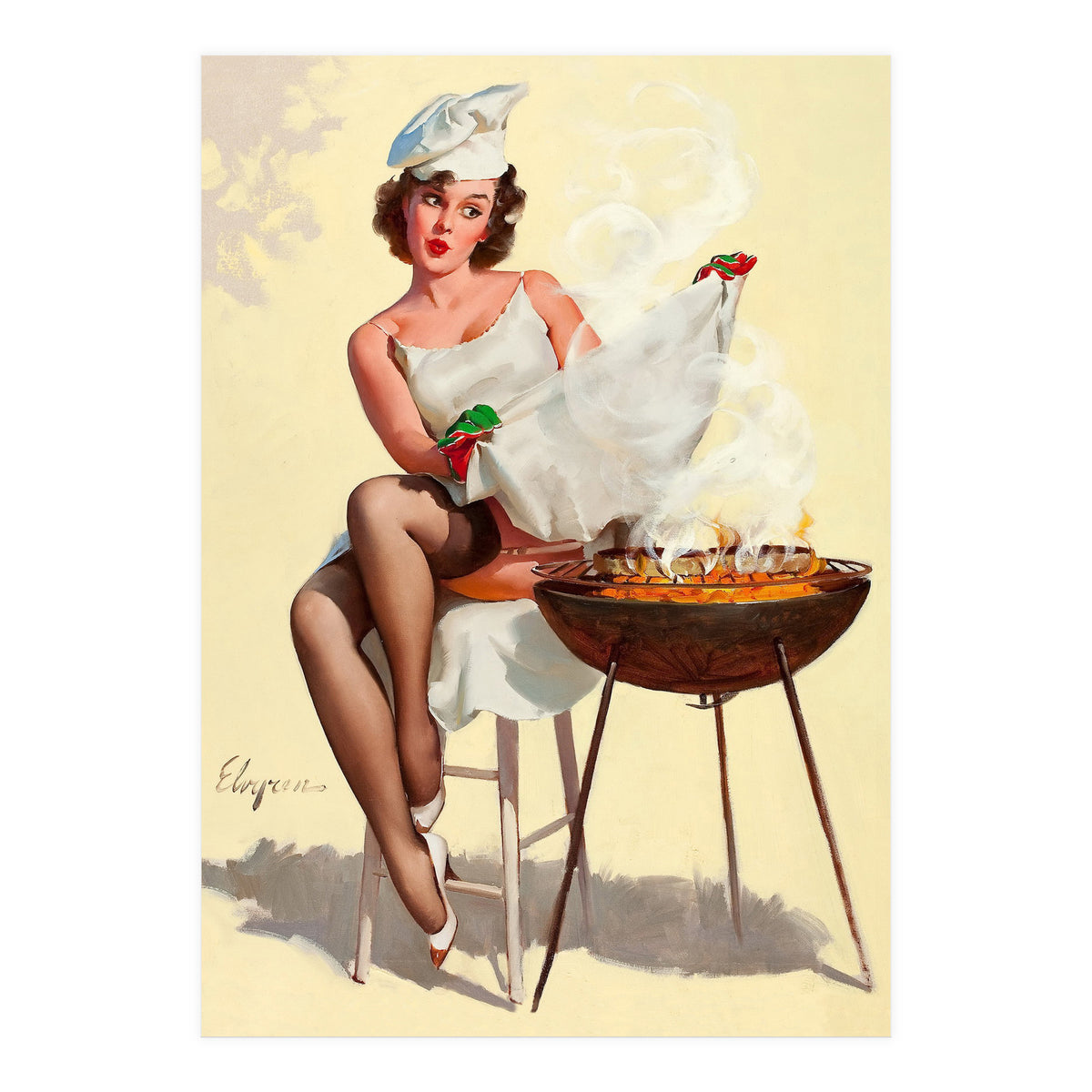 Hot Pinup Barbecue Girl (Print Only)