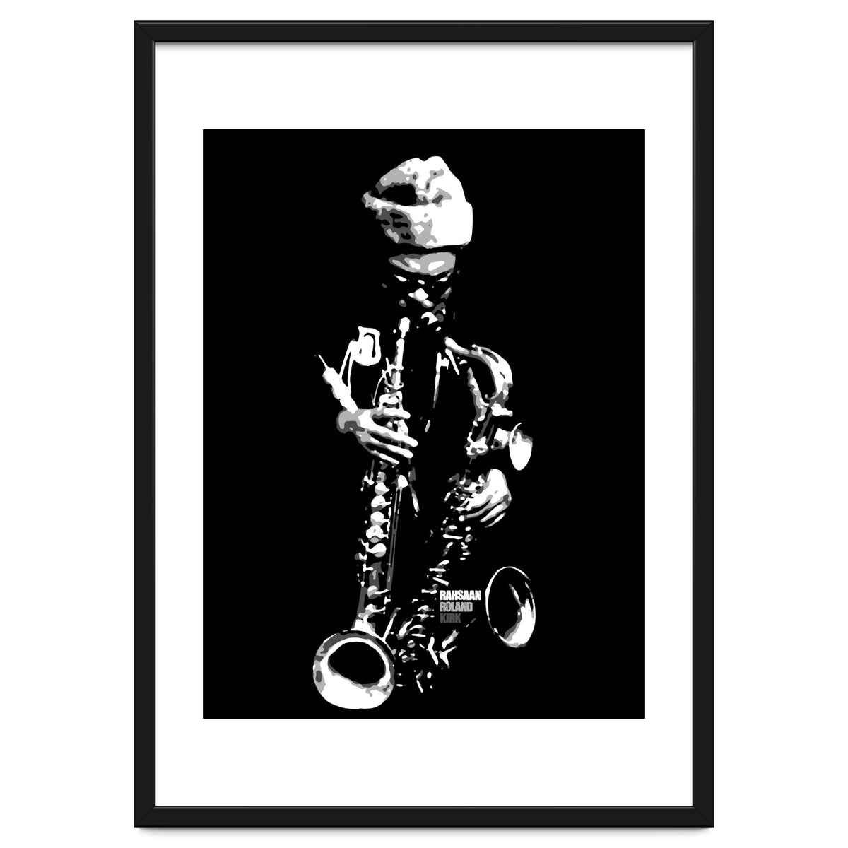 Rahsaan Roland Kirk Jazz Music Legend in Grayscale