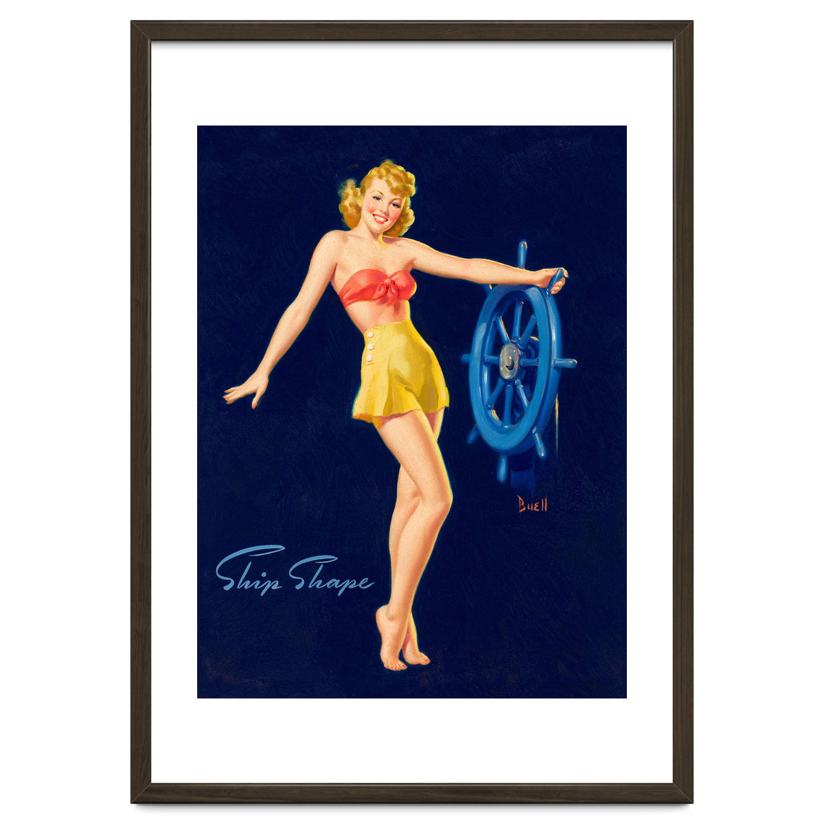 Pinup Girl Is Posing With A Steering Wheel
