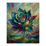 Enchanted Teal and Gold Rose Impasto Oil Painting (Print Only) thumbnail