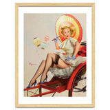 Pinup Girl In Rickshaw Experiencing Sudden Wind thumbnail