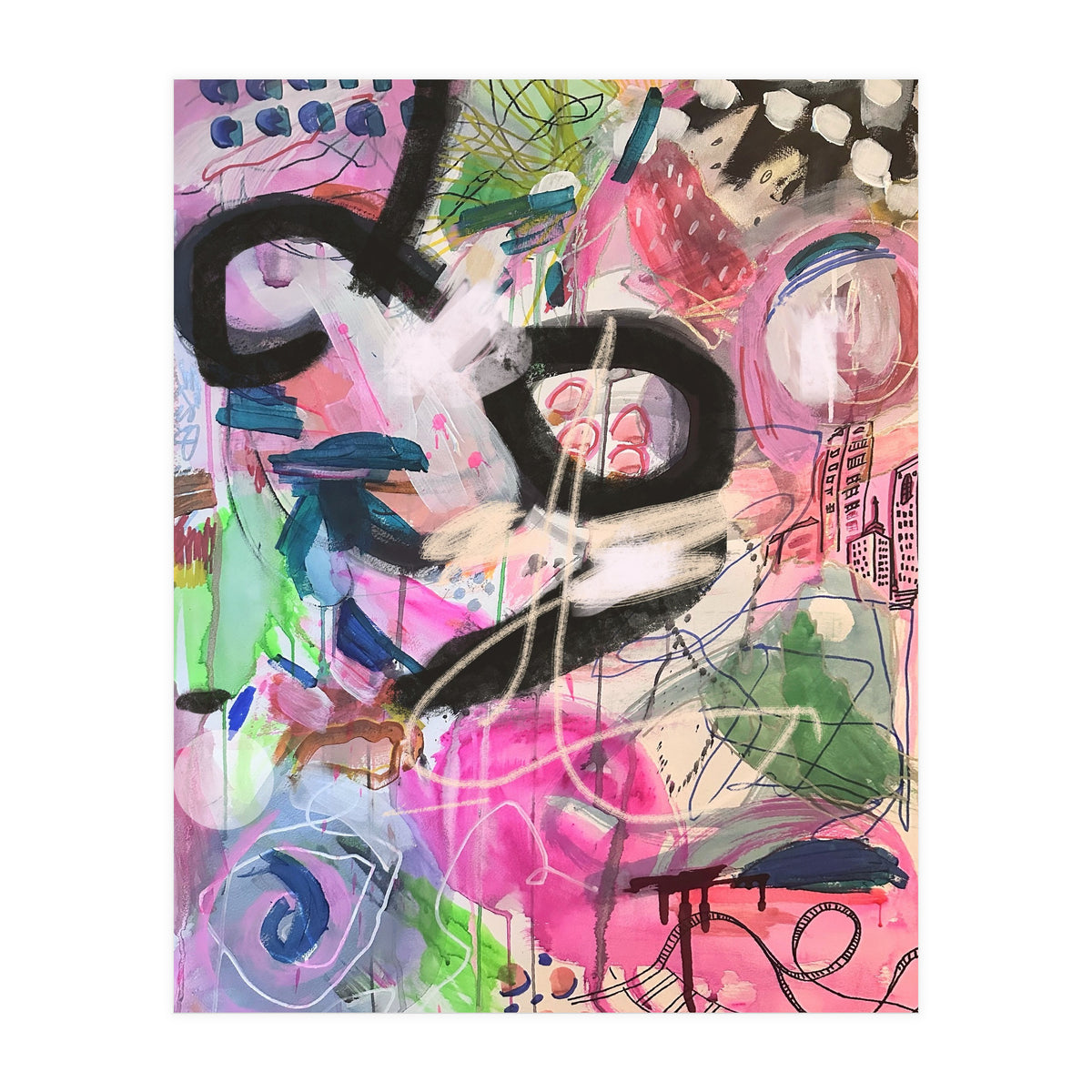 Crazy Town Multimedia Abstract Art Print Large Wall Art Poster Viddy Pop Mood Room (Print Only)