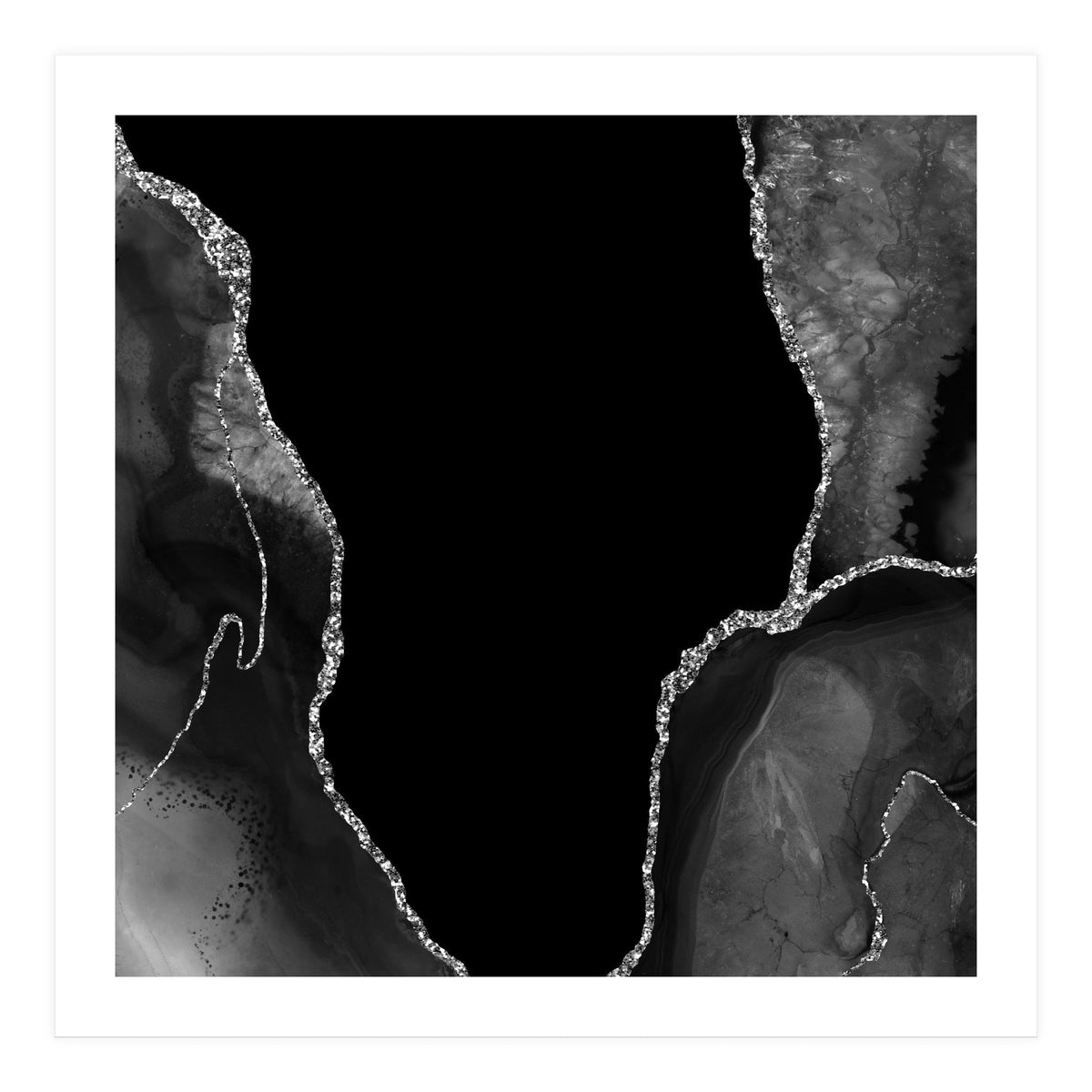Black & Silver Agate Texture 03 (Print Only)