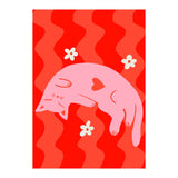 Pink Cat Wavy Background (Print Only) thumbnail