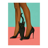 Woman In Heels With Black Cat (Print Only)