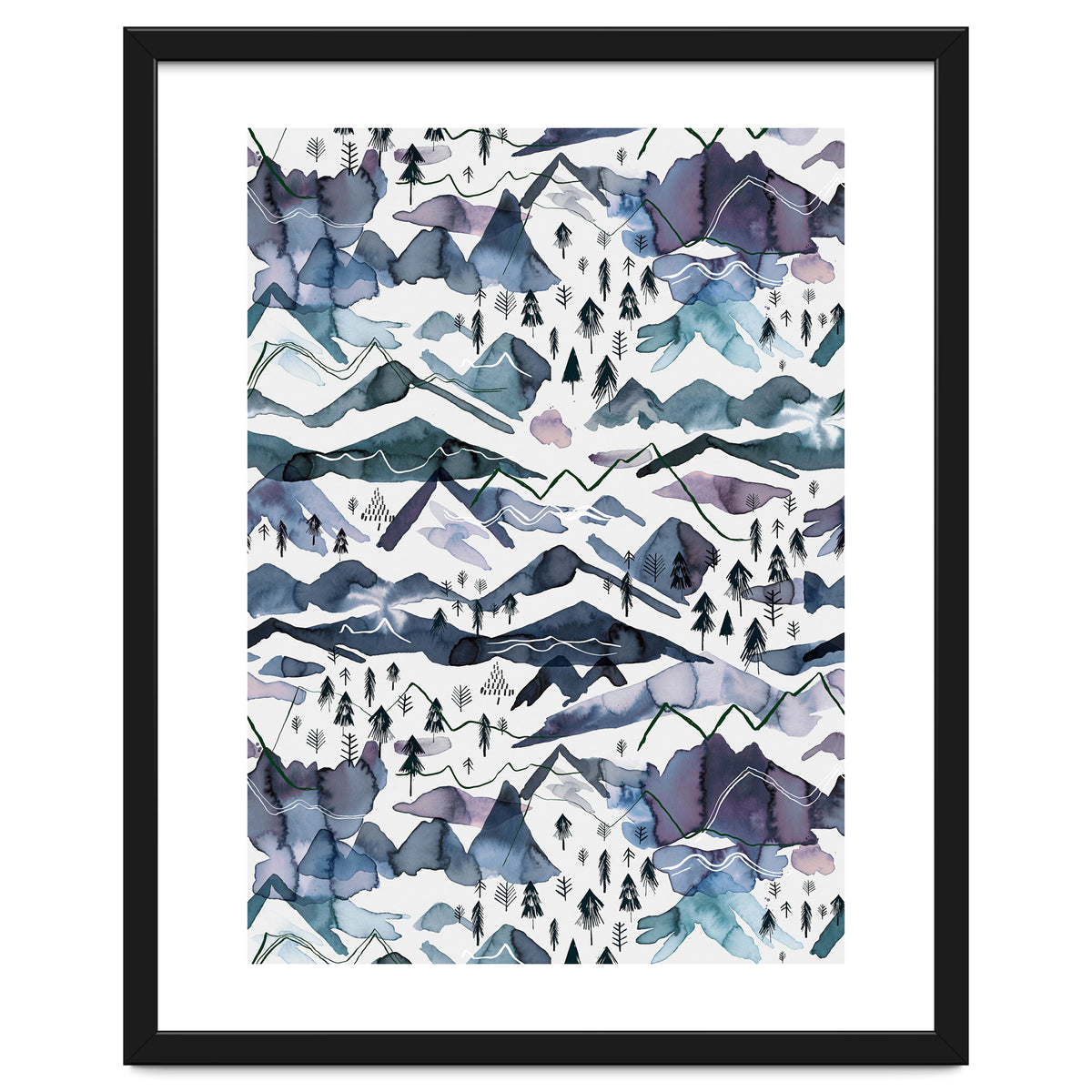 Watercolor Landscape Blue Mountains