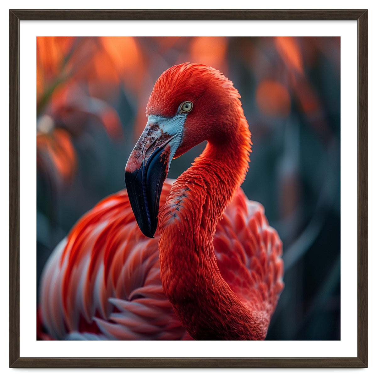 Vibrant Flamingo Close Up Portrait Outdoor Nature