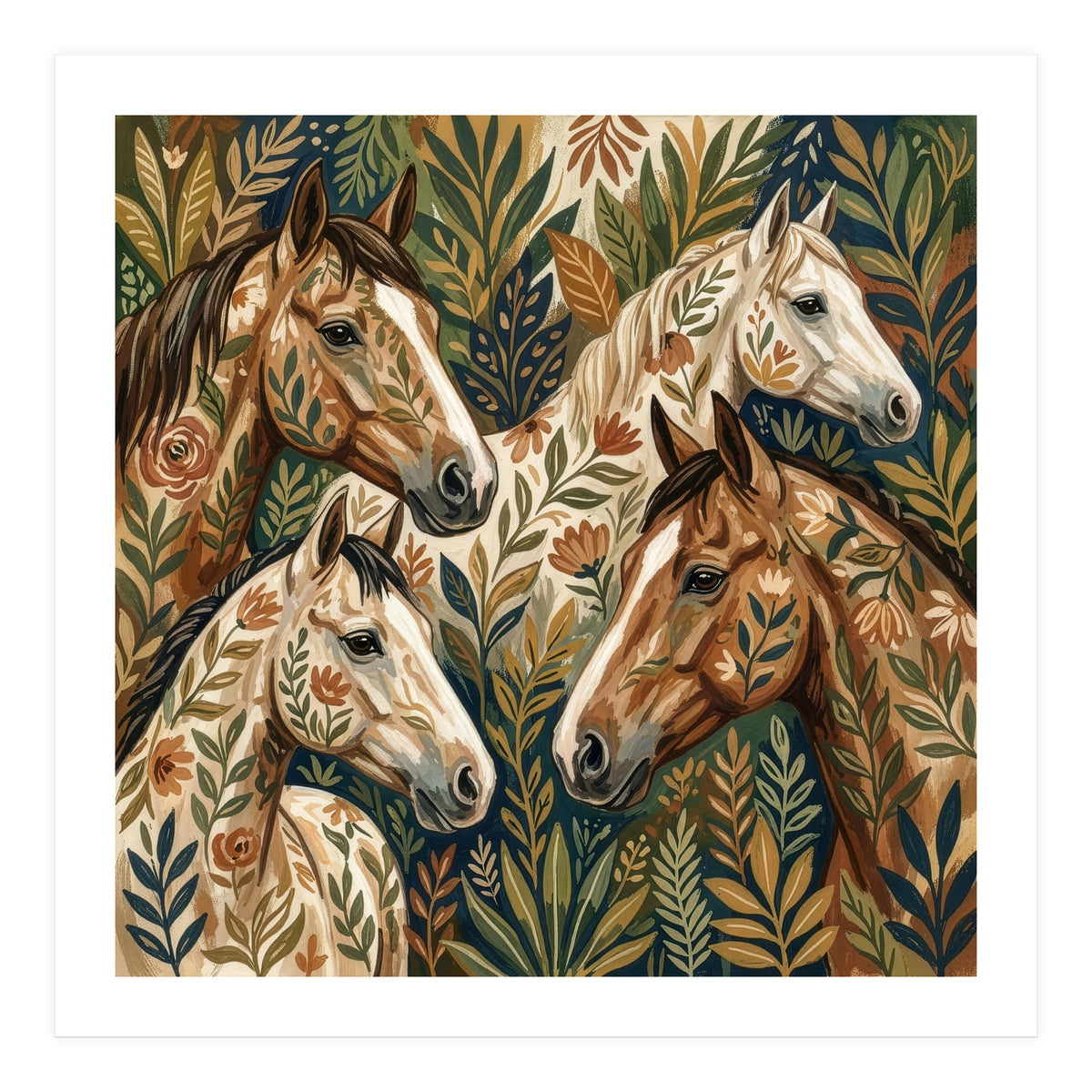 Equestrian Floral Harmony (Print Only)