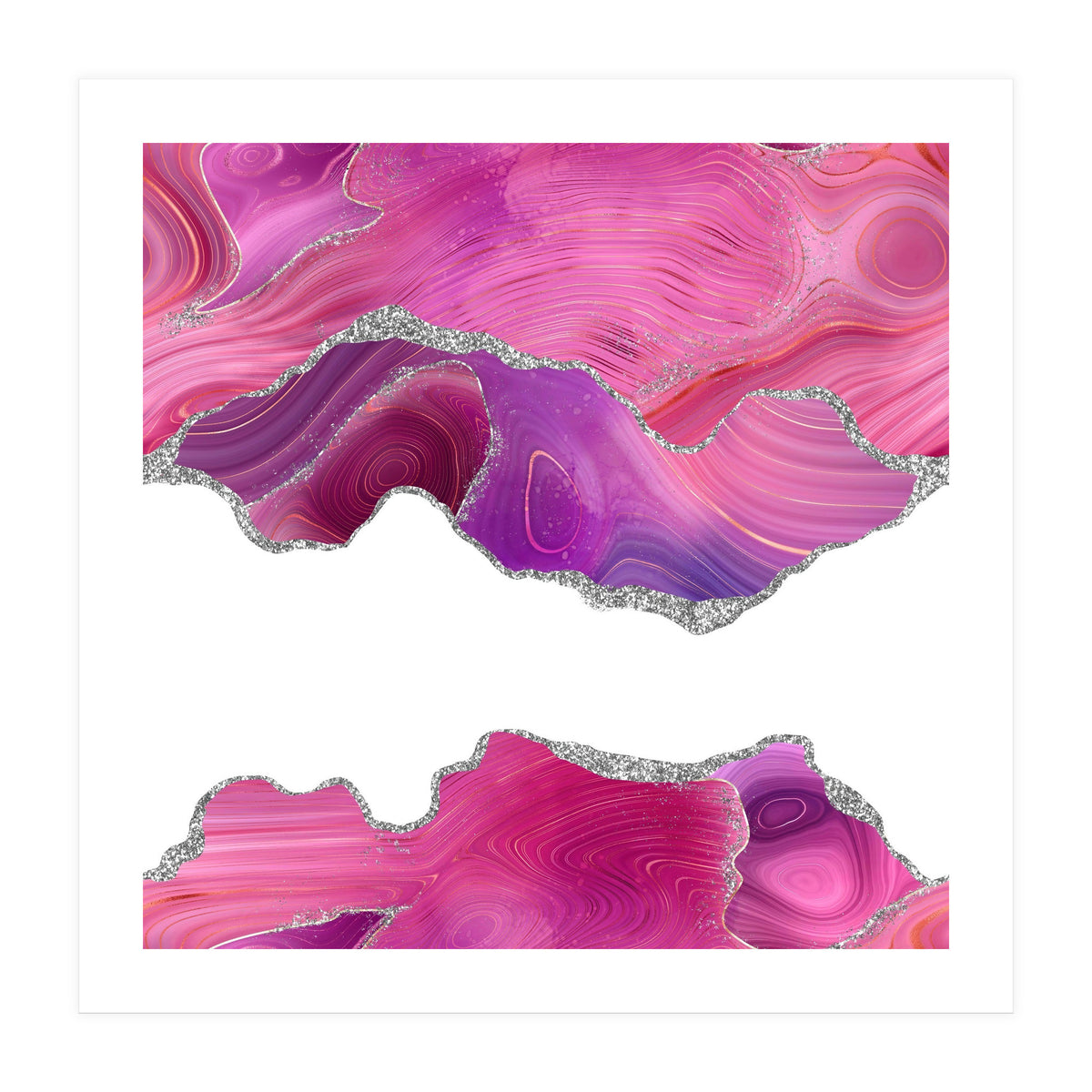 Magenta & Silver Agate Texture 07  (Print Only)