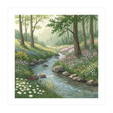 Vibrant Forest Stream Watercolor Painting (Print Only) thumbnail