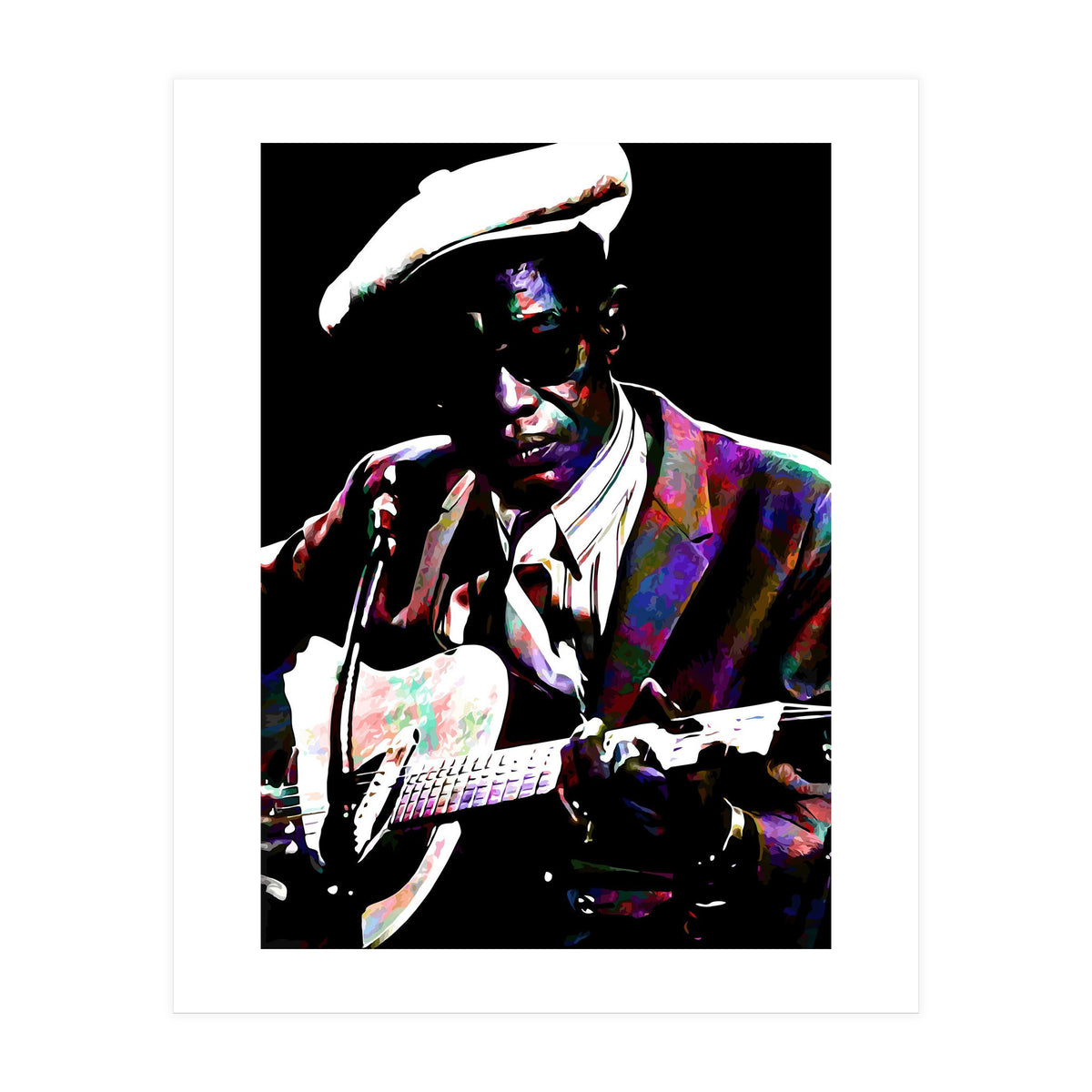 Lightnin' Hopkins American Country Blues Musician legend Colorful Art (Print Only)