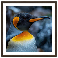 Close Up Of King Penguin In The Rain