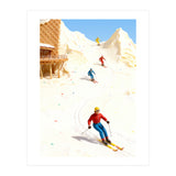 Skiing on Ice Cream Mountains, Miniature Skiers Winter Art Print for Kitchen Decor (Print Only) thumbnail