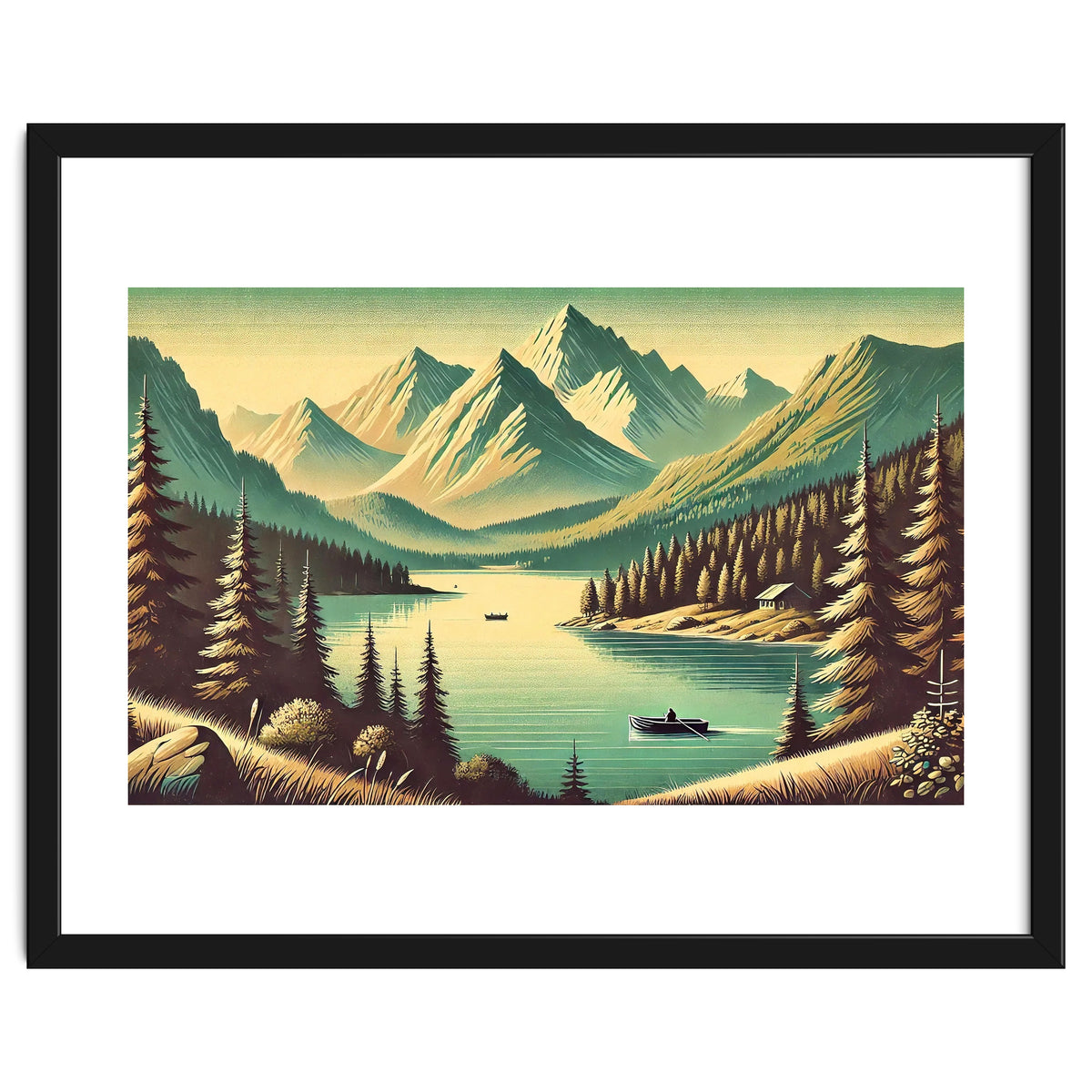 Vintage Alpine Lake Poster
