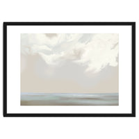 Abstract muted sea and clouds oil painting