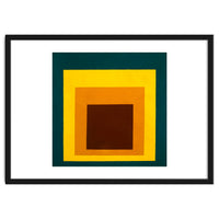 JOSEF ALBERS - HOMAGE TO THE SQUARE DARK GREEN YELLOW ORANGE BROWN