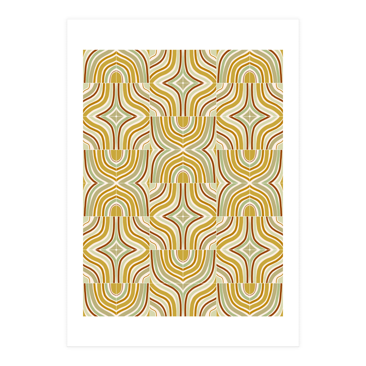 Ochre Retro Marbled Tiles (Print Only)