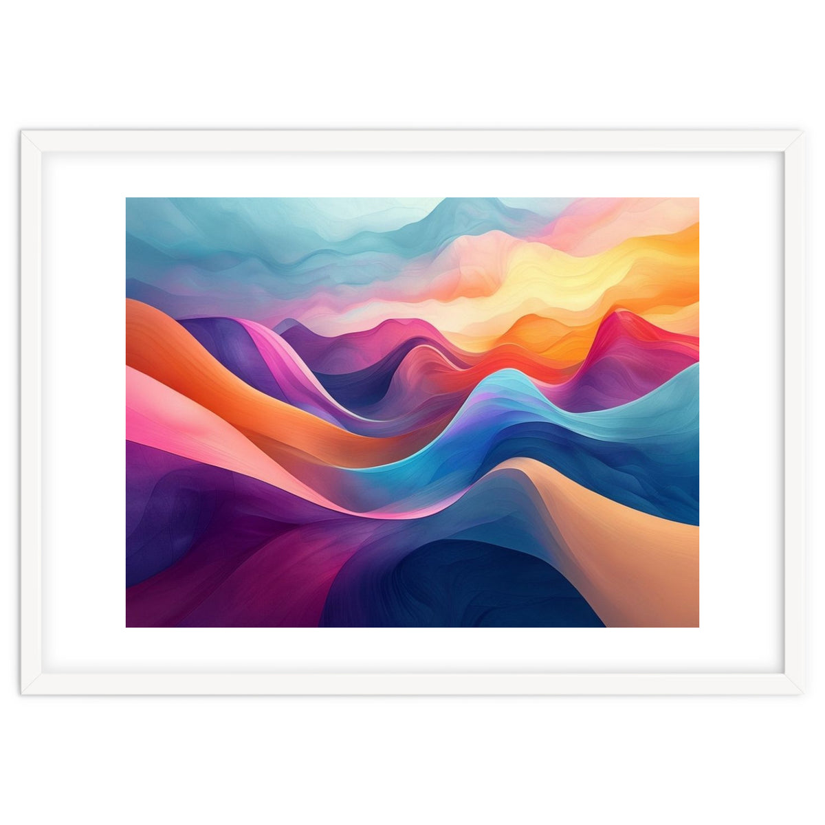 Vibrant Abstract Flowing Peaks Art
