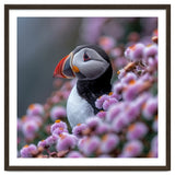 Atlantic Puffin Amidst Pink Heather Flowers thumbnail