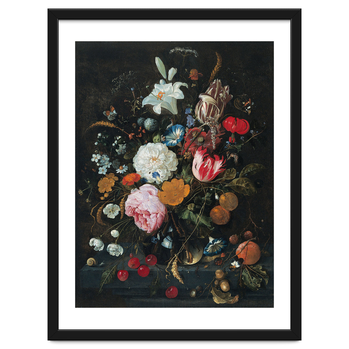 Jan Davidsz. de Heem (Utrecht, 1606-Amberes, 1683/4). Flowers in a glass Vase with Fruit (ca. 166...