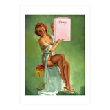 Pinup Girl Posing With Her Big Diary Book (Print Only) thumbnail