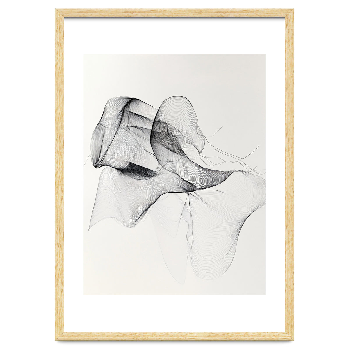 Abstract Black And White Flowing Lines Art