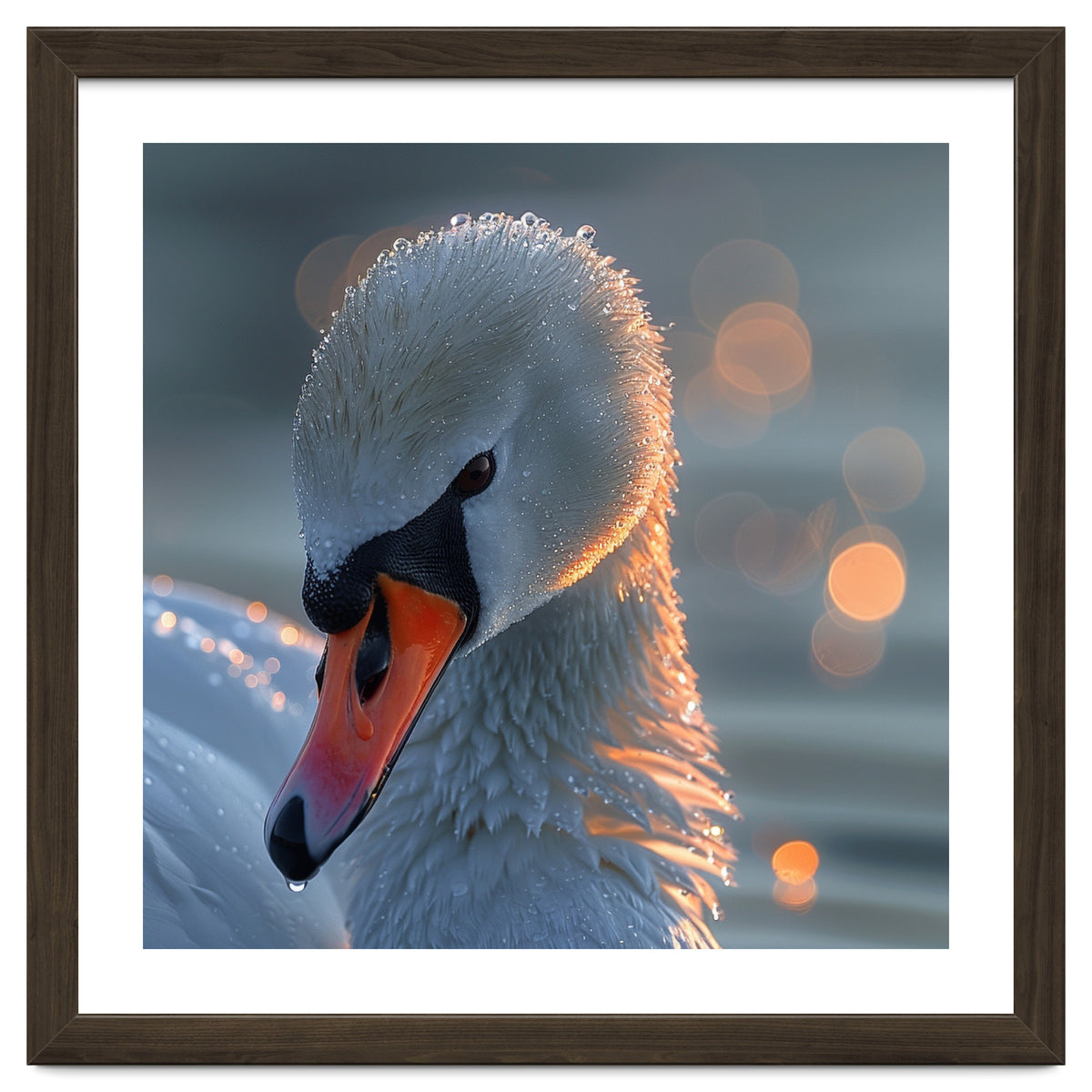 Close Up Of A Swan With Water Droplets