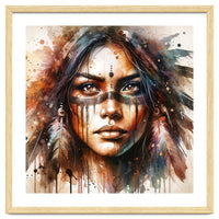 Powerful Tribal Warrior Woman Masked Gaze